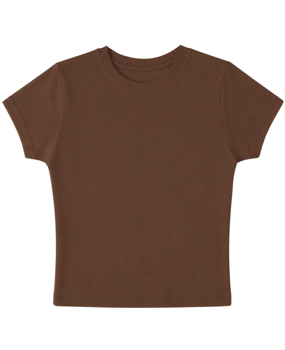 Women’s Mousse Brown Baby Tee – 220 GSM Premium Cotton Lycra Fitted Crop T-Shirt