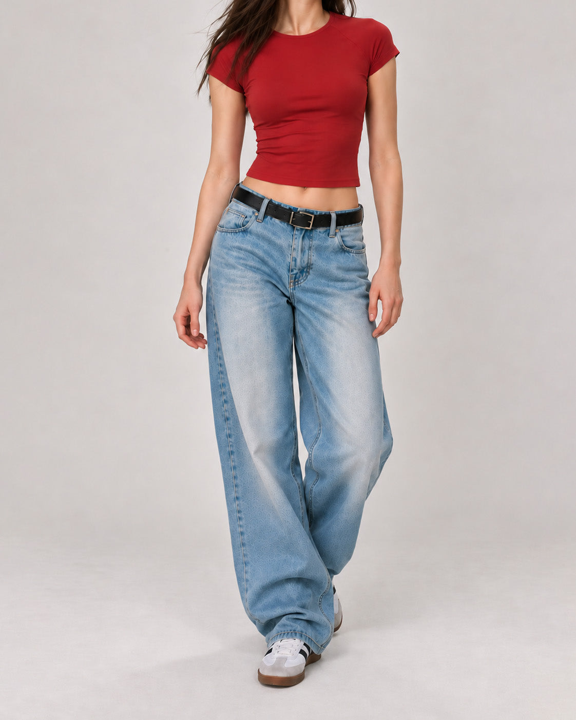 Women’s Red Baby Tee – 220 GSM Premium Cotton Lycra Fitted Crop T-Shirt
